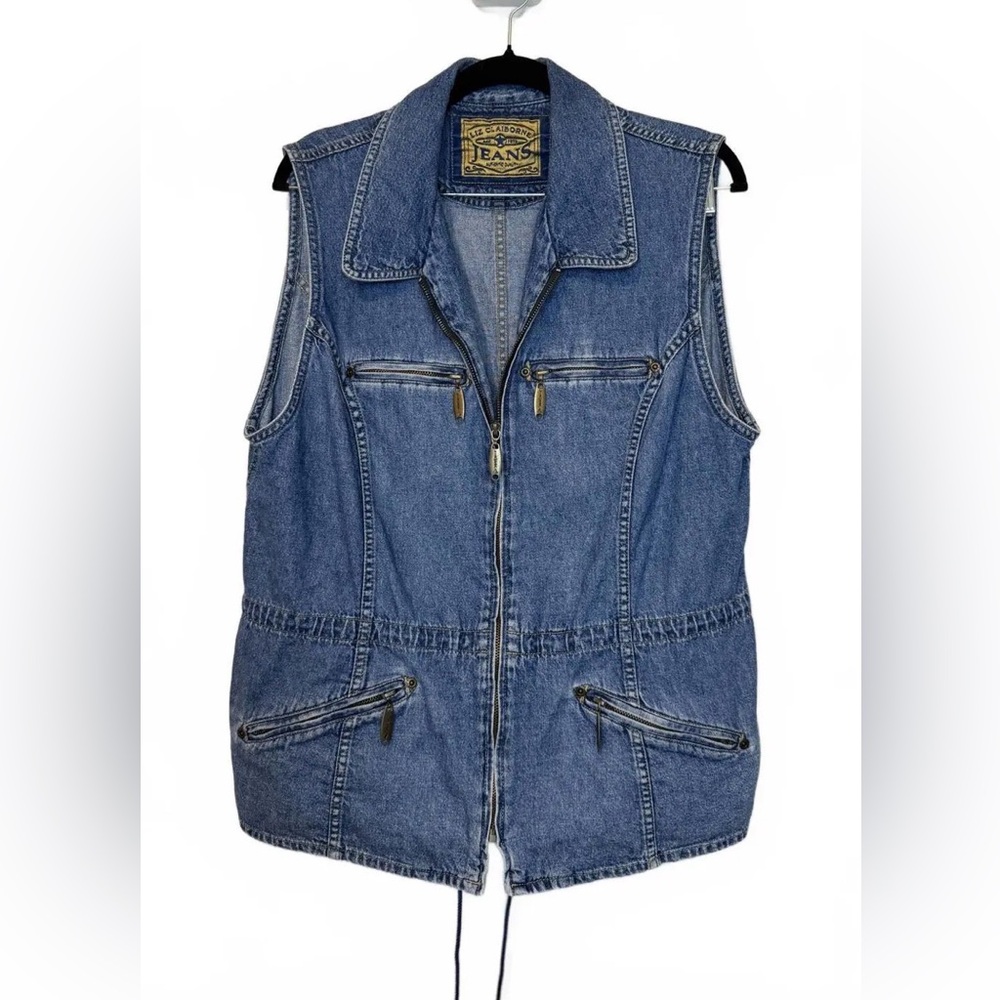 Liz Claiborne Classic Blue Jean Jacket Utility Vest Vintage